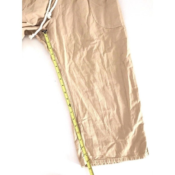 Gauzey | Wide Leg Capris Womens Size M Brown Cotton Drawstring Waist - Picture 7 of 10